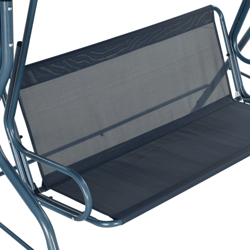 Outsunny Baloiço de Jardim 2-3 Lugares, Baloiço de Exterior com Toldo Ajustável, Impermeável e Estrutura de Aço, para Pátio, Varanda, 170x110x153 cm, Azul