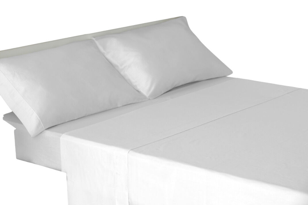 Juego sábanas cuatro piezas 100% algodón blanco cama 150cm donegal collections