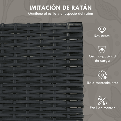 Outsunny Conjunto de Móveis de Jardim de Vime Sintético Conjunto de Móveis de Exterior de 5 Peças com 2 Poltronas Individuais 1 Sofá Duplo e 2 Mesas de Centro para Pátio Varanda Preto
