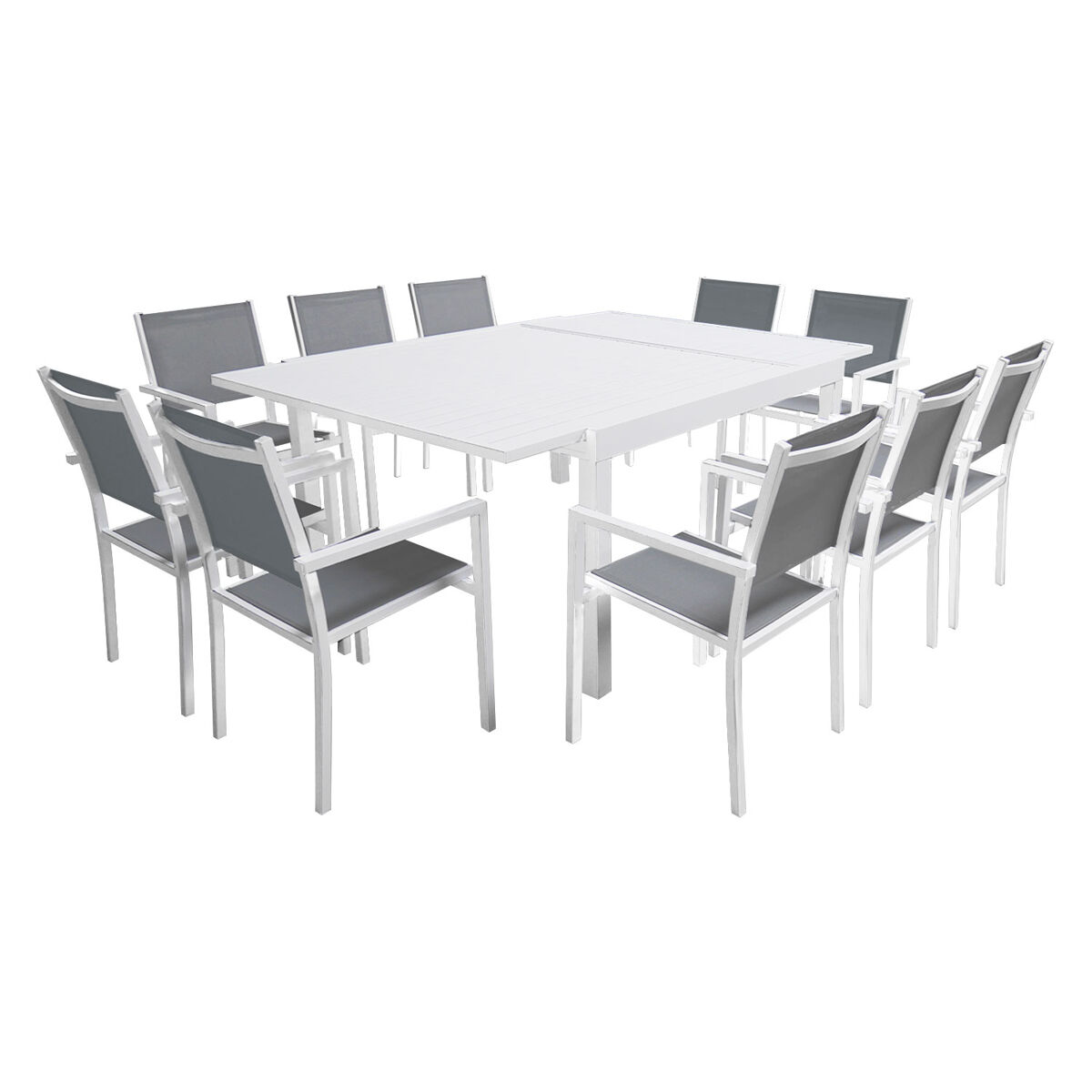 Conjunto de muebles de jardín VENEZIA extensible 10 asientos Blanco