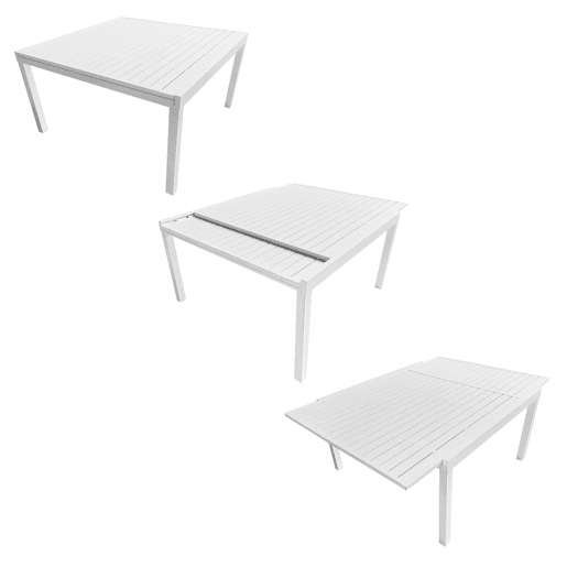 Conjunto de jardín extensible VENEZIA 140-200 en textileno gris 10 plazas - aluminio blanco