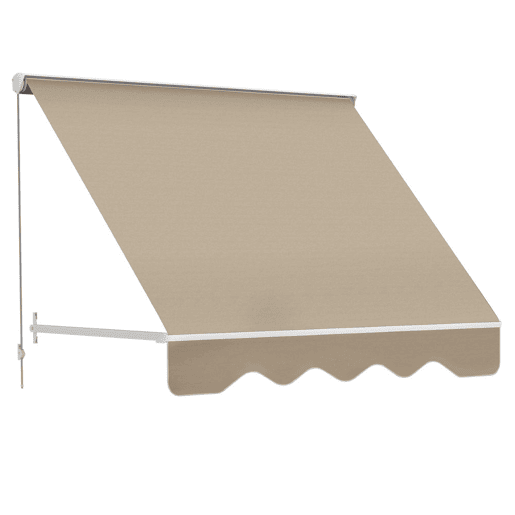 Outsunny Toldo Manual de Alumínio Retrátil Toldo de Fachada para Exterior com Ângulo Ajustável Impermeável e Tecido de Poliéster 180x70 cm Bege