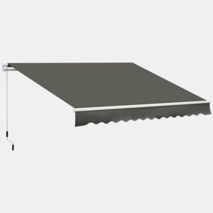Outsunny Toldo Manual Retrátil 350x250 cm Toldo para Varanda com Manivela de Metal Impermeável e Anti-UV Toldo Enrolável de Exterior para Jardim Terraço Janelas Cinza