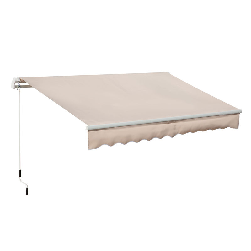 Outsunny toldo manual retráctil 295x200 cm, toldo exterior terraza con ángulo ajustable, brazo articulado, montaje a pared, estructura de aluminio, anti-uv e impermeable, para jardín, beige