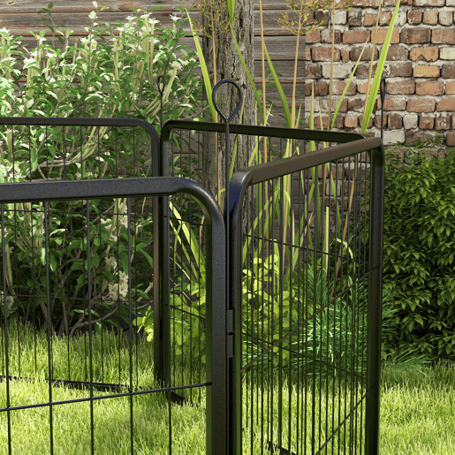 PawHut Parque para Animais de Estimação 8 Paineis 80x60cm Gaiola para Cães de Metal com Porta e Dupla Fechadura Cerca de Treinamento para Jardim Preto