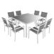 Conjunto de muebles de jardín CAGLIARI de 8 plazas en textileno y aluminio Conjunto de muebles de jardín CAGLIARI de 8 plazas en textileno y aluminio Blanco/ Gris