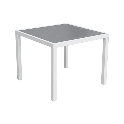 Conjunto de jardín BERGAMO en textileno gris 4 plazas - aluminio blanco