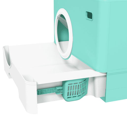 PawHut Caixa de Areia Coberta para Gatos, WC para Gatos com Tabuleiro Removível, Entrada Frontal e Saída Superior, Pá Incluída, Fácil de Limpar, Antiderrame, Verde