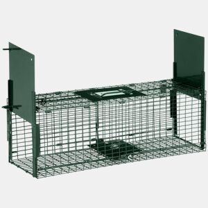 Outsunny Armadilha para Animais Vivos 60x18x20 cm Jaula com 2 Portas, Pegador e Estrutura em Aço para Gatos, Ratos e Roedores - Verde