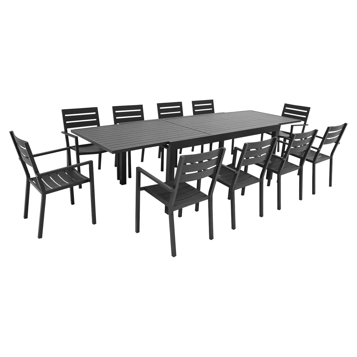 Conjunto de muebles de jardín extensible VENEZIA de 10 asientos Gris