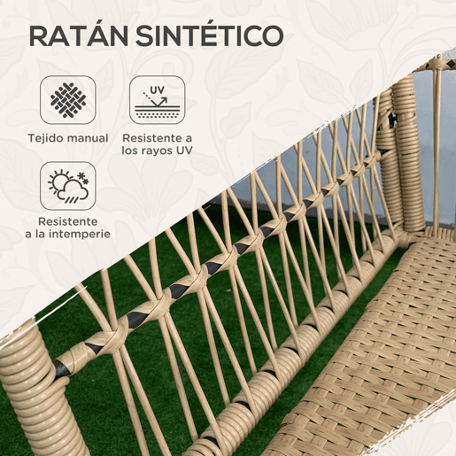 Outsunny Conjunto de Mesa e Poltronas para Jardim Exterior Jogo de 3 Peças de Vime com 2 Poltronas 1 Mesa de Centro Redonda e Almofadas para Terraço Varanda Natural