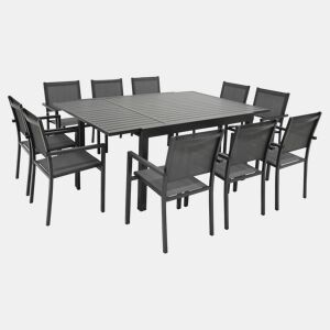 VENEZIA Conjunto de móveis extensíveis de jardinagem em cinzento 140200 - antracite de alumínio
