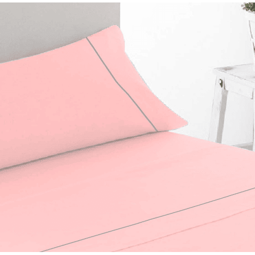 Conjunto de lençóis lisos de três peças Rosa 90cm cama Donegal Collections