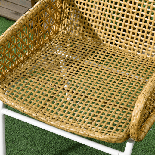 Outsunny Conjunto de Mesa e Cadeiras para Exterior Conjunto de 3 Peças Inclui 2 Cadeiras e 1 Mesa de Centro de Vime com Almofadas para Terraço Pátio Natural