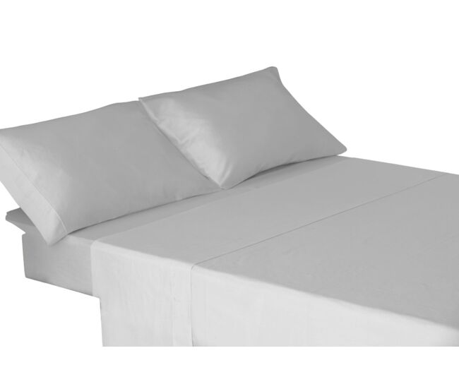 Juego sábanas cuatro piezas 100% algodón gris cama 160cm donegal collections