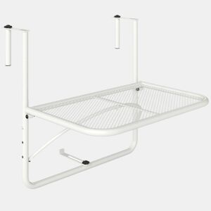 Outsunny Mesa Suspensa para Varanda com Braço Regulável e Altura Ajustável em 3 Posições Estrutura de Metal Carga Máxima 30 kg 60x56,5x45 cm Branco