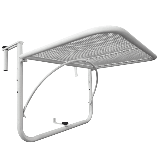 Outsunny Mesa Suspensa para Varanda com Braço Regulável e Altura Ajustável em 3 Posições Estrutura de Metal Carga Máxima 30 kg 60x56,5x45 cm Branco