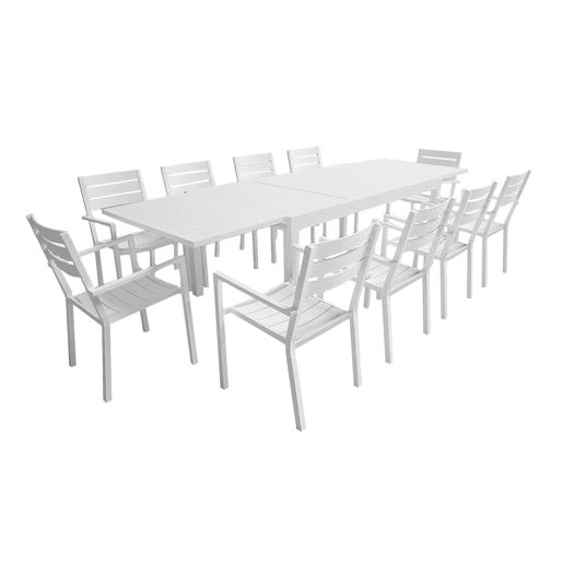 Conjunto de jardín extensible VENEZIA 180-300 en aluminio 10 plazas - blanco