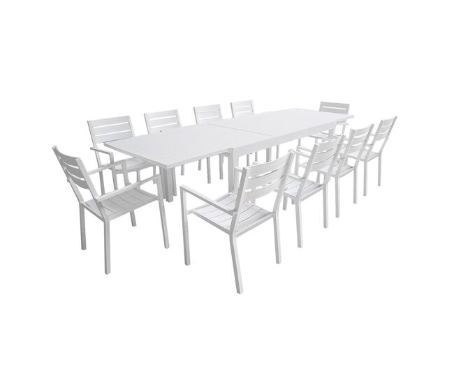 Conjunto de jardín extensible venezia 180-300 en aluminio 10 plazas - blanco