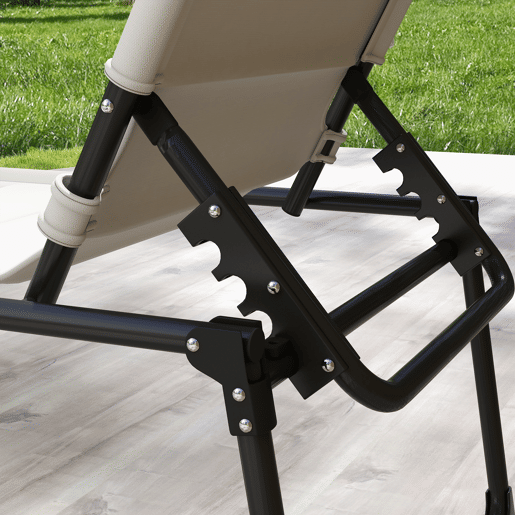 Outsunny Espreguiçadeira Dobrável, Espreguiçadeira Exterior com Toldo Ajustável, Encosto Regulável em 4 Níveis, Almofada de Cabeça, Almofada Extra Grossa, para Terraço e Piscina, 70x200x45 cm, Creme