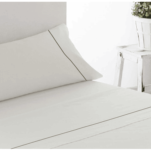 Conjunto de lençóis lisos de três peças Bege 105cm cama Donegal Collections