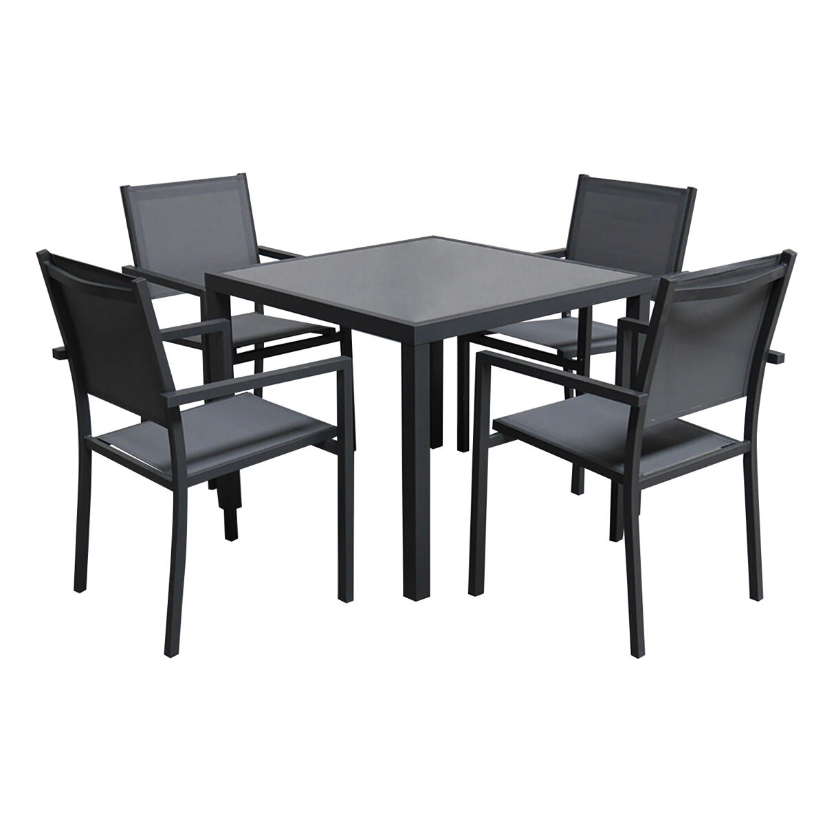 Salon de jardin bergamo en textil gris de 4 plazas