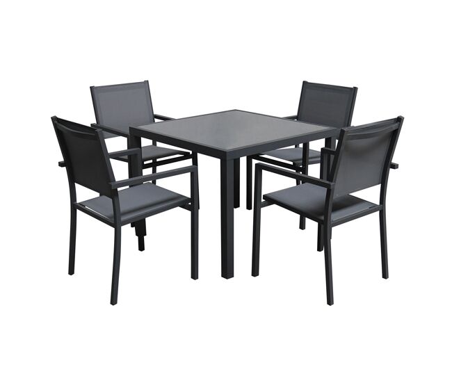 Salon de jardin bergamo en textil gris de 4 plazas