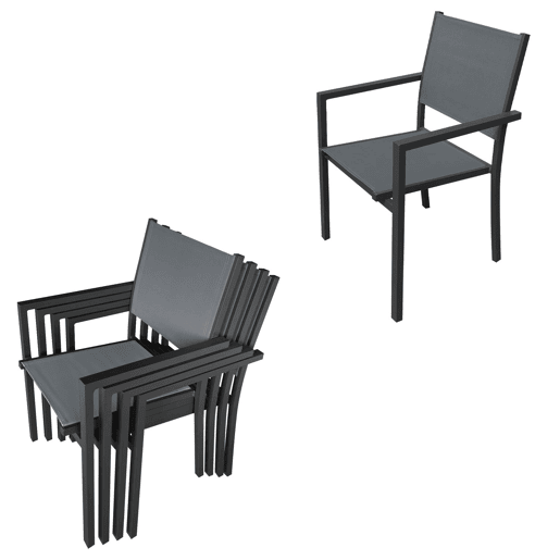 Conjunto de jardín BERGAMO en textileno gris 4 plazas - aluminio antracita