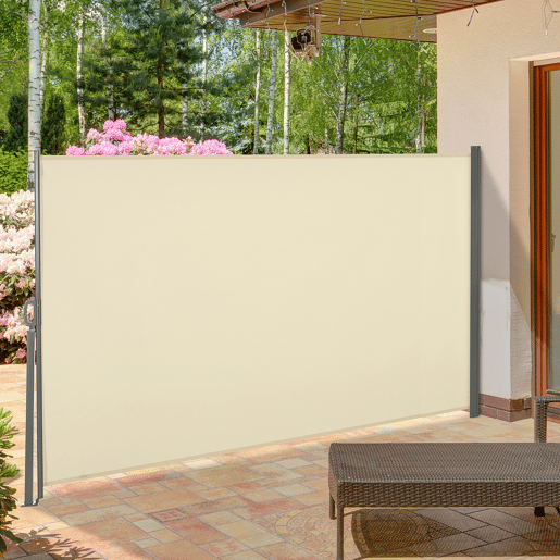 Outsunny Toldo Lateral Retrátil para Terraço Pátio ou Jardim Toldo de Privacidade para Exterior Dobrável 300x160 cm Creme