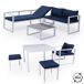 Conjunto de muebles de jardín modulares IBIZA de 7 plazas Conjunto de muebles de jardín modulares IBIZA de 7 plazas Azul