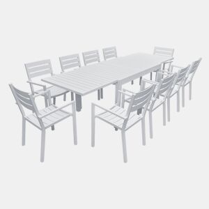 Conjunto de jardín extensible VENEZIA 132-264 de 10 plazas - aluminio blanco