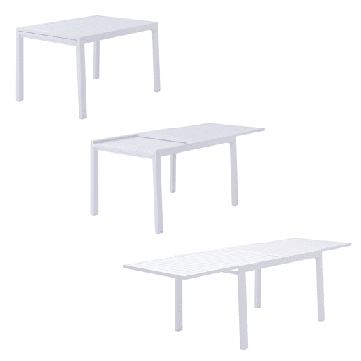 Conjunto de jardín extensible VENEZIA 132-264 de 10 plazas - aluminio blanco