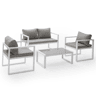 Conjunto de jardín IBIZA tela gris 4 plazas - aluminio blanco