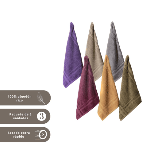 Pack de 3 panos de cozinha 100% algodão turco 50x50cm (marrom-laranja-marrom) Donegal Collections