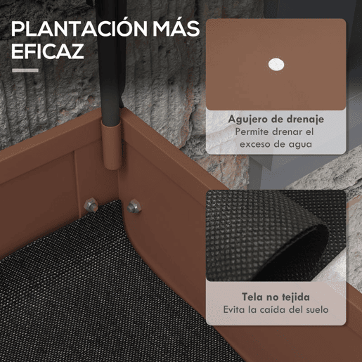 Outsunny Horta Urbana Elevada com Rodas, Mesa de Cultivo com Cobertura de Estufa e Prateleira Inferior para Cultivo, Plantas, Flores e Vegetais, 80x40x120 cm, Castanho
