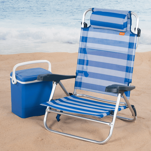 Aktive Cadeira de praia dobrável e reclinável com 8 posições à beira-mar com almofada e alças