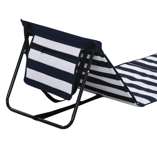 Outsunny Conjunto de 2 Tapetes de Praia Dobráveis em Tecido Oxford PVC 600D com Encosto Reclinável e Alça de Transporte para Jardim 142x51x40 cm Branco e Azul
