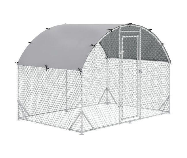 Pawhut gallinero para exterior grande de acero galvanizado 280x190x197 cm jaula de gallinas cubierta de tela oxford impermeable y resistente a los