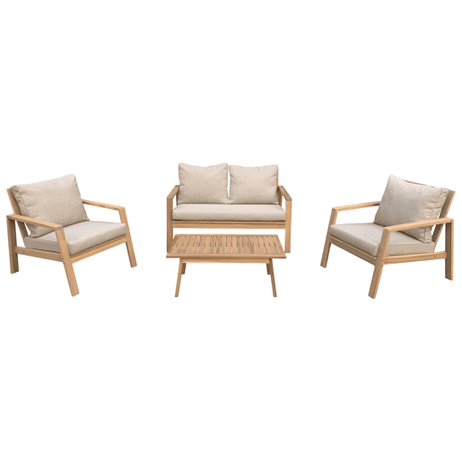 Conjunto de muebles de jardín de acacia GILI 4 plazas - cojines arena