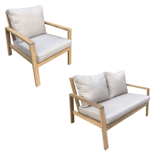 Conjunto de muebles de jardín de acacia GILI 4 plazas - cojines arena