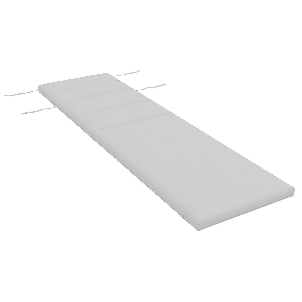 Outsunny cojín para tumbona 196x63x6 cm colchoneta para tumbona de algodón con tela hidrófuga cojín de asiento y respaldo para jardín terraza balcón gris claro