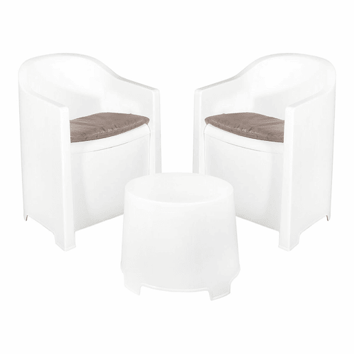 Conjunto de Mesa com 2 Poltronas IPAE Progarden Luna sluc06bg Branco Jardim (3 Peças)