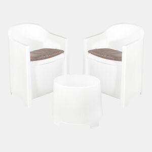 Conjunto de Mesa com 2 Poltronas IPAE Progarden Luna sluc06bg Branco Jardim (3 Peças)