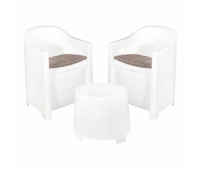 Conjunto de mesa con 2 sillones ipae progarden luna sluc06bg blanco jardín (3 piezas)