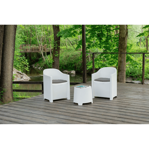Conjunto de Mesa com 2 Poltronas IPAE Progarden Luna sluc06bg Branco Jardim (3 Peças)