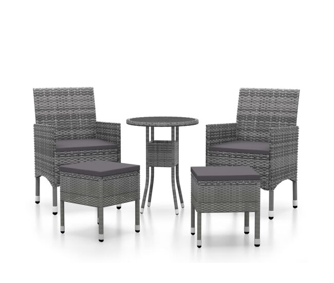 Juego de muebles de jardin 5 piezas ratán sintético gris