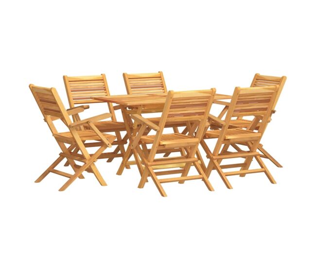 Juego de comedor de jardin 7 piezas madera maciza de teca