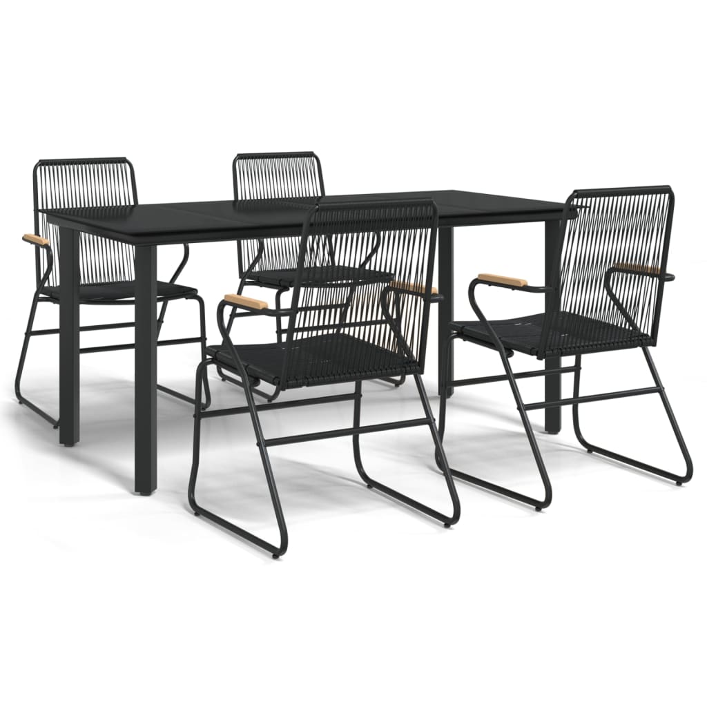 Juego de comedor de jardin 5 piezas ratán pvc negro