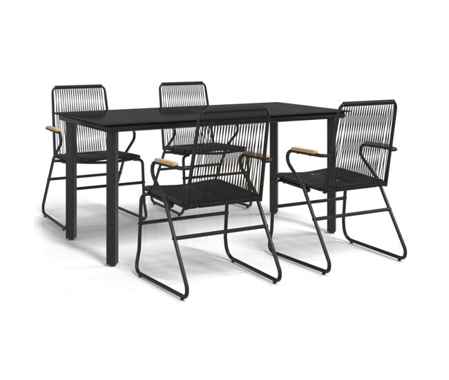 Juego de comedor de jardin 5 piezas ratán pvc negro