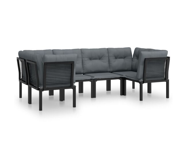 Juego de muebles de jardin 6 piezas ratán sintético negro y gris
